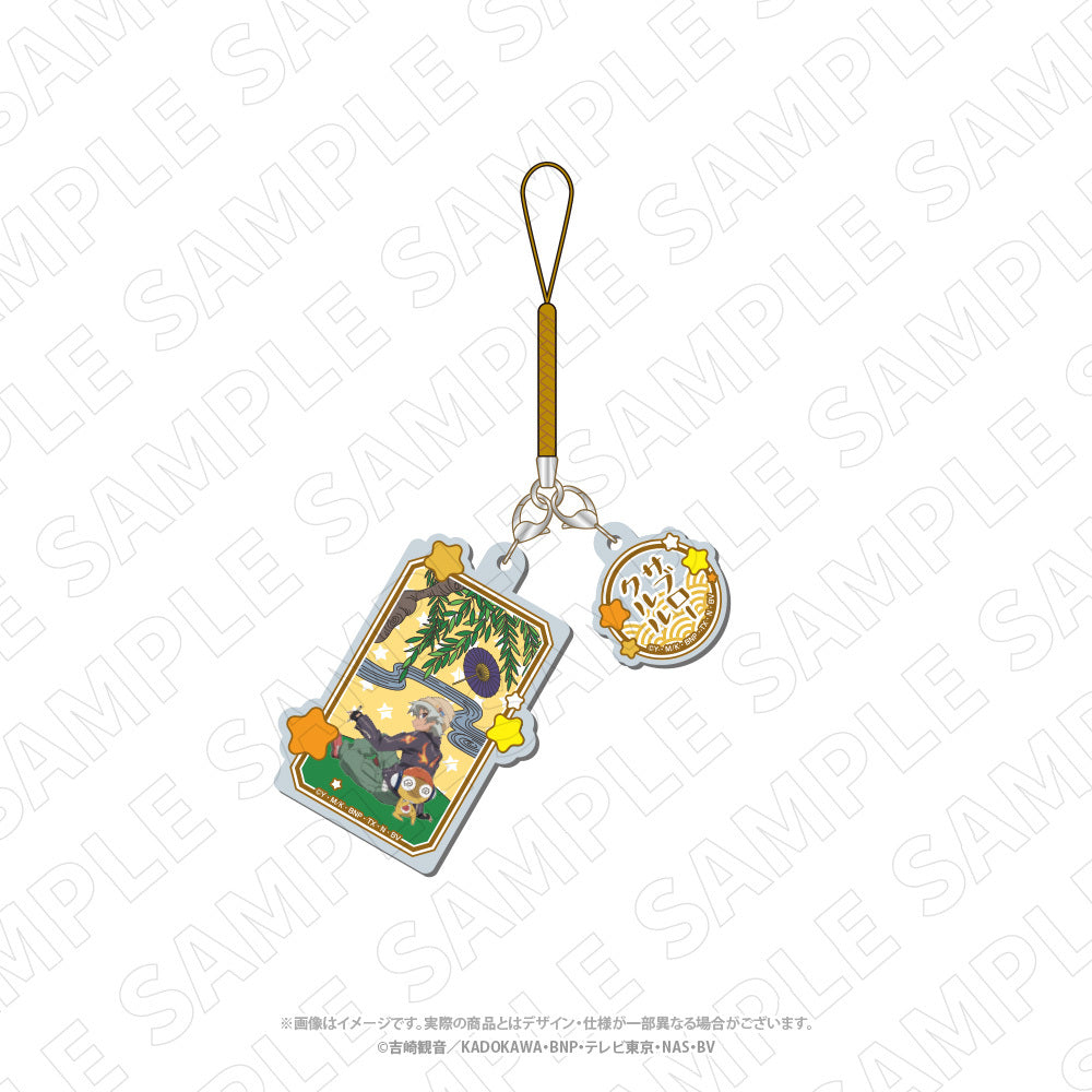 キャラディショナルトイ　ケロロ軍曹　花札柄アクリル根付ストラップ（クルル・サブロー）